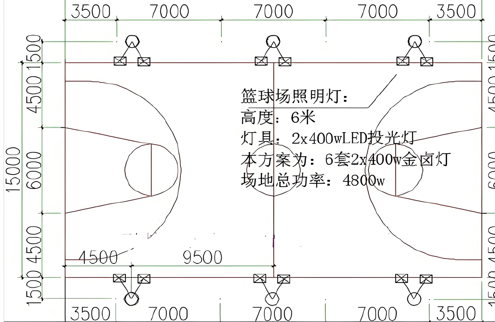 篮球场灯光设计方案图
